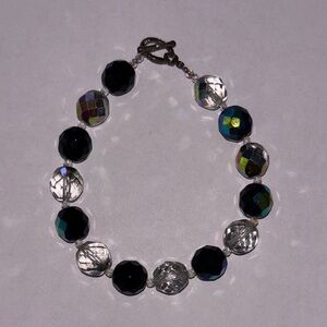 Elegant Black and Silver Beaded Bracelet